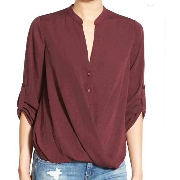 Lush Tops - Lush Twist Front Woven Shirt